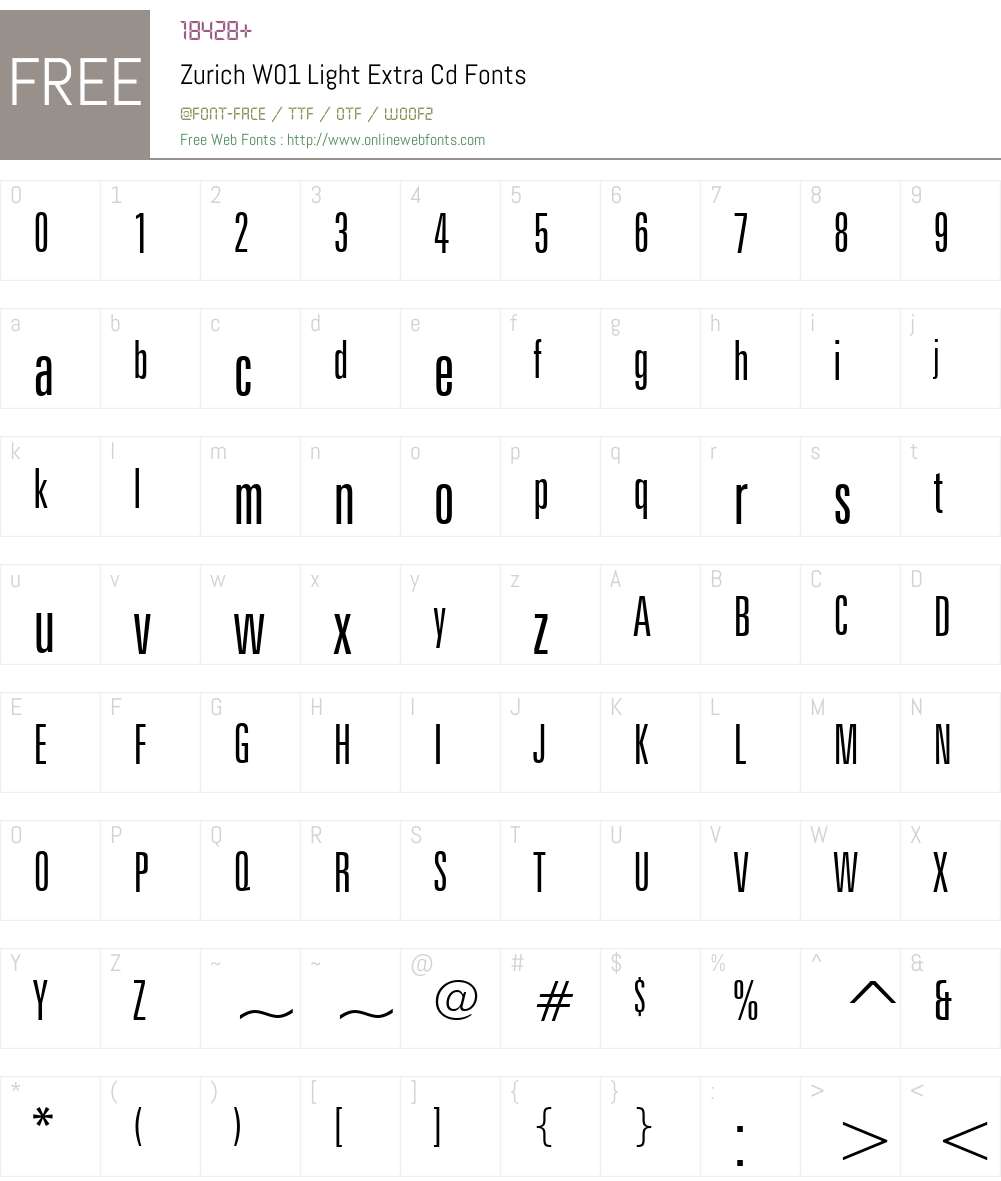 ZurichW01-LightExtraCd Font Screenshots