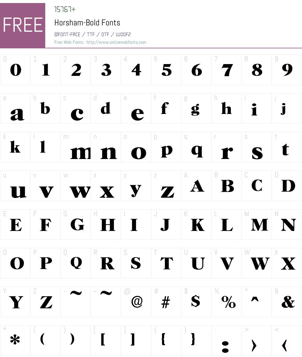 Horsham-Bold Font Screenshots