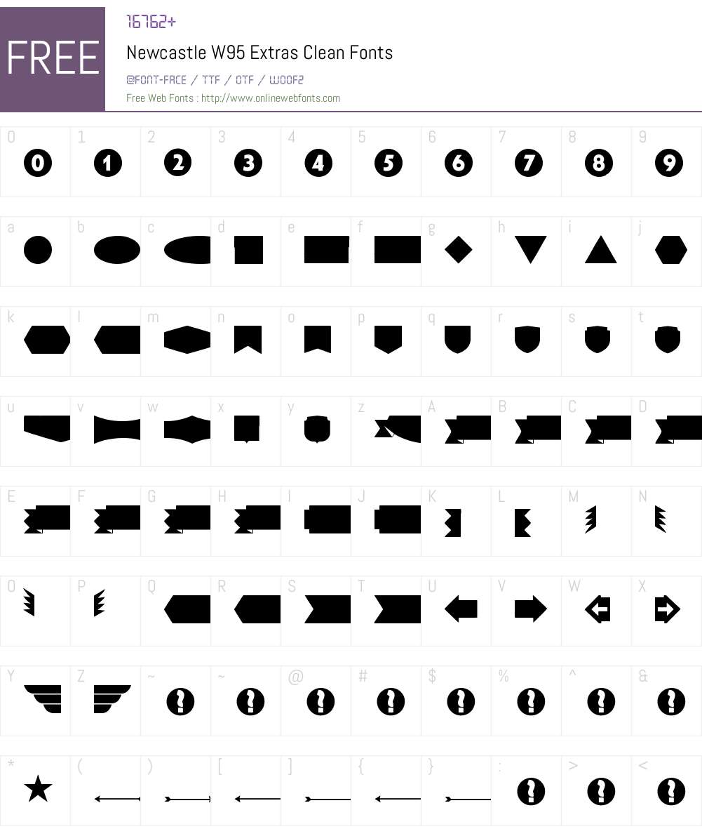 NewcastleW95-ExtrasClean Font Screenshots