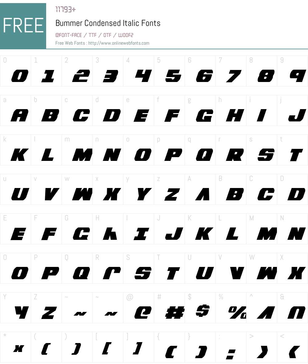 Bummer Condensed Italic Font Screenshots