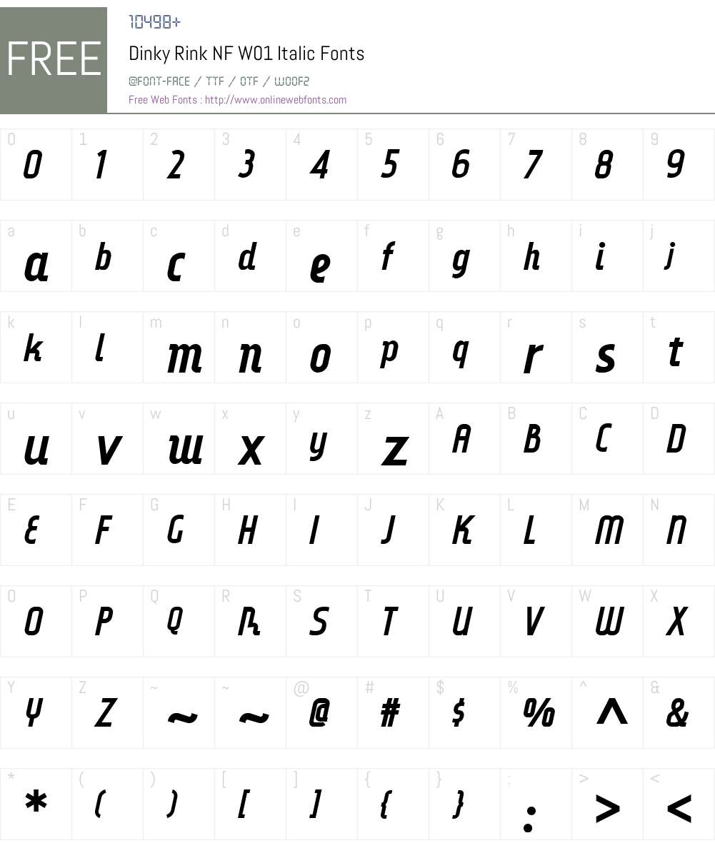 DinkyRinkNFW01-Italic Font Screenshots
