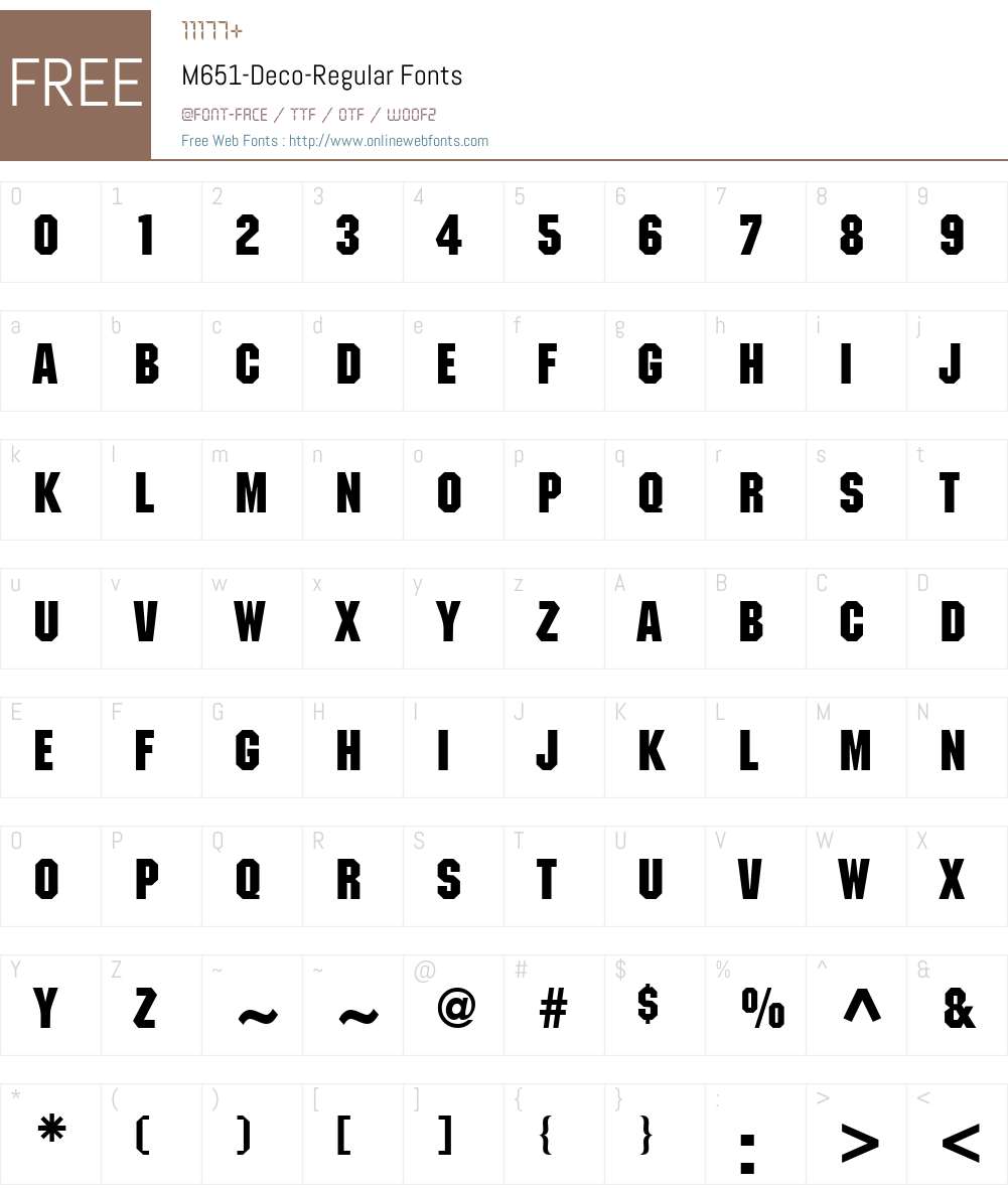 M651-Deco Font Screenshots
