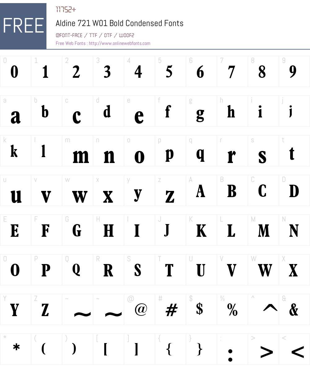 Aldine721W01-BoldCondensed Font Screenshots