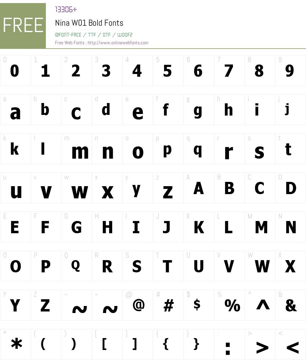 NinaW01-Bold Font Screenshots