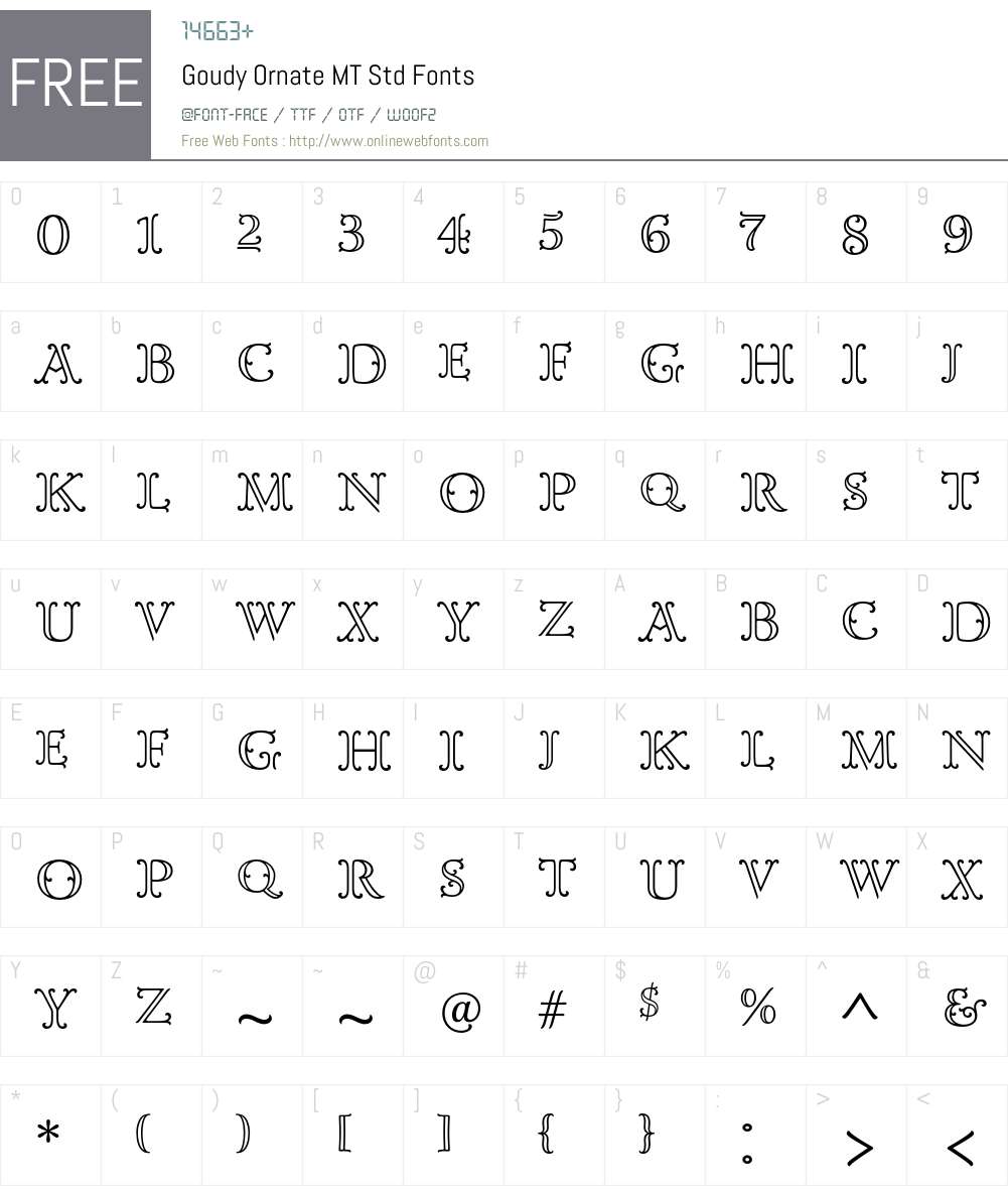 Goudy Ornate MT Std Font Screenshots