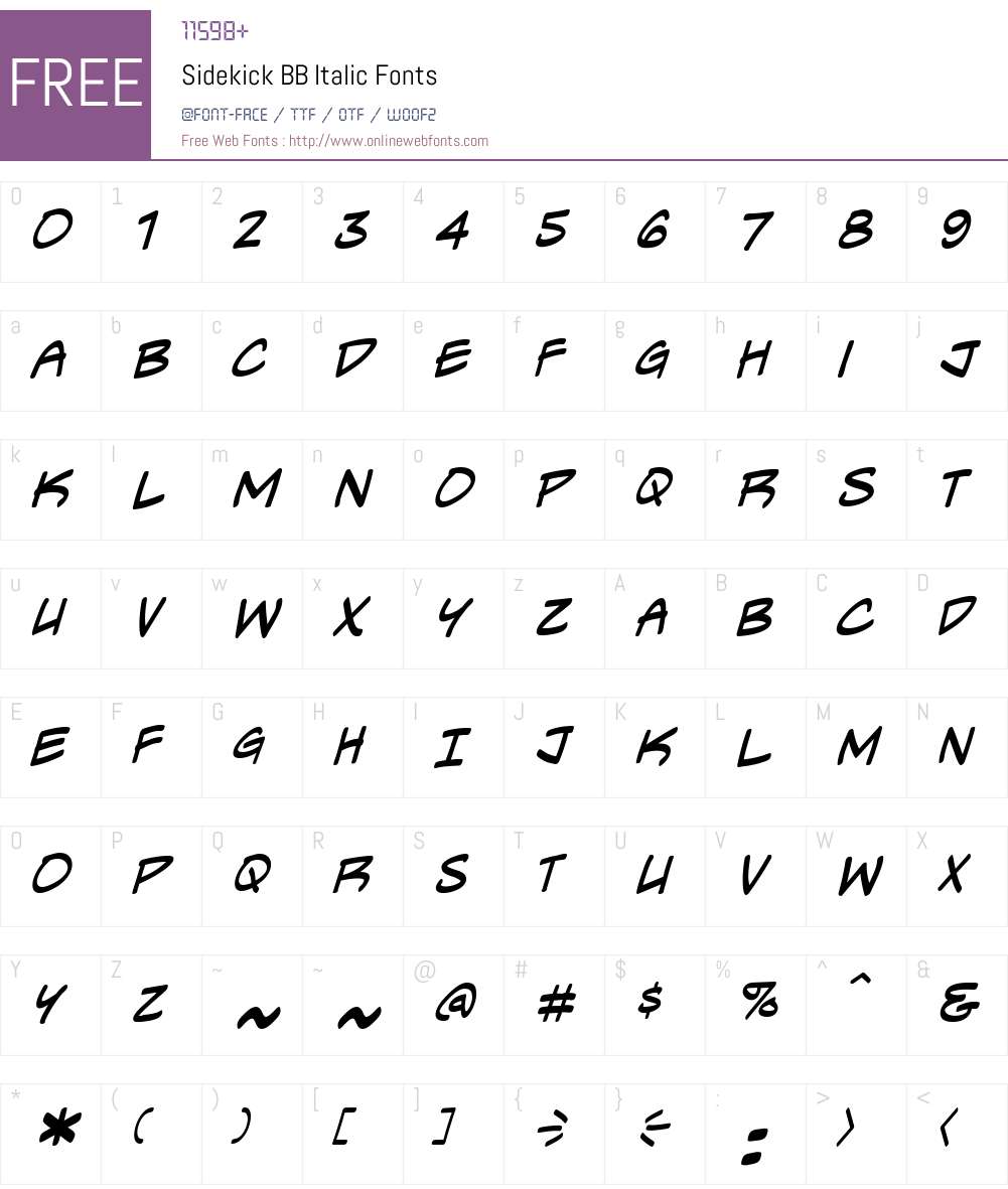 SidekickBBItalic Font Screenshots