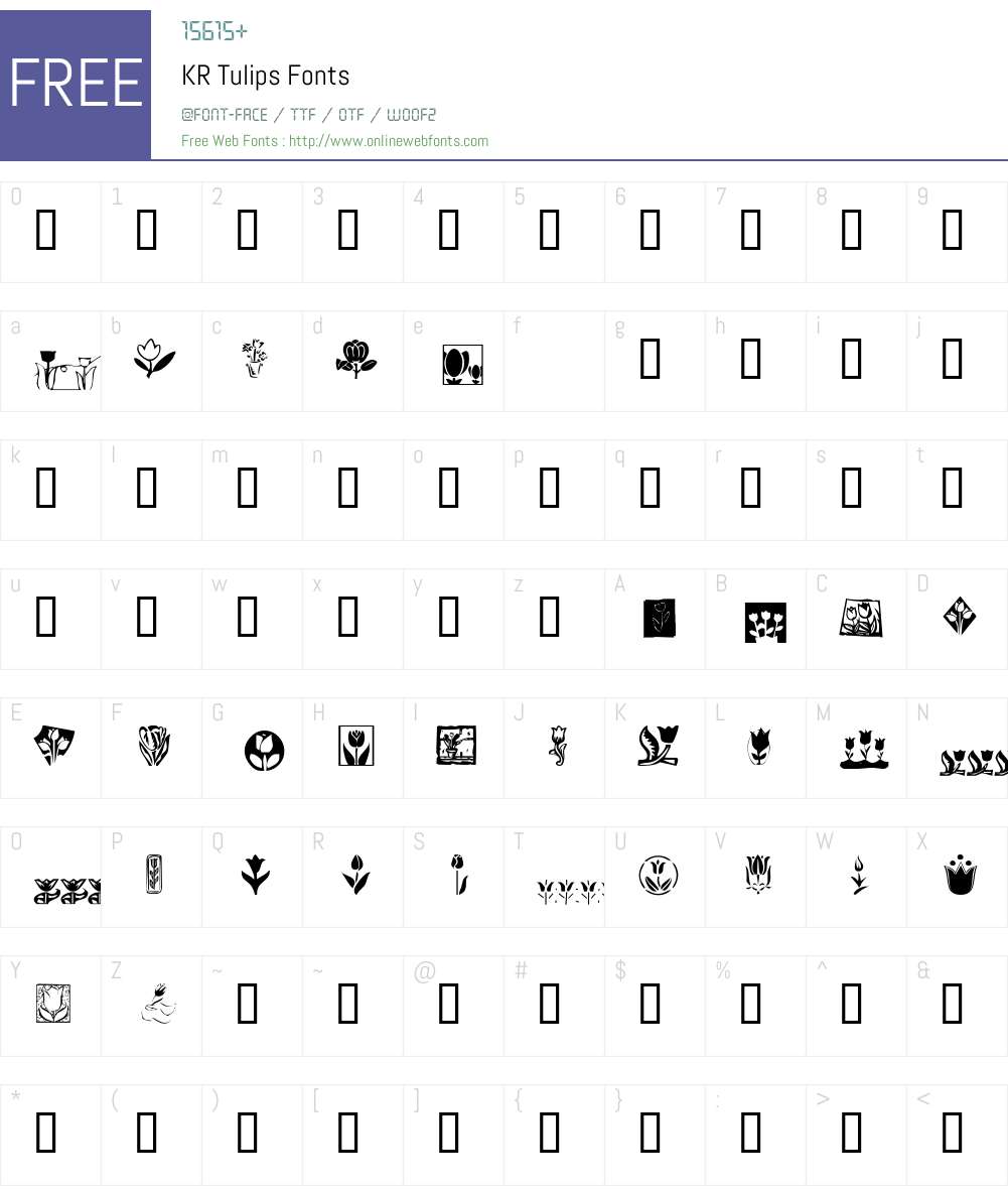 KR Tulips Font Screenshots