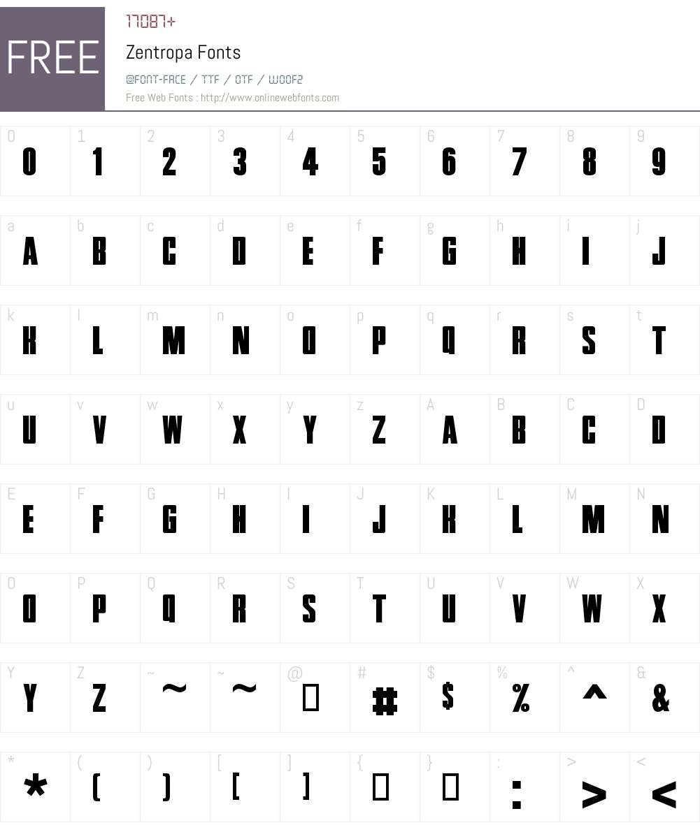 Zentropa Font Screenshots