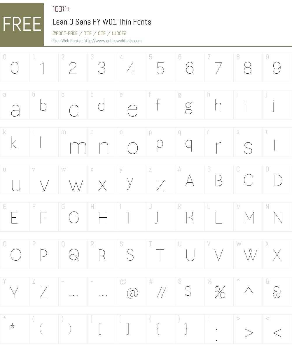 LeanOSansFYW01-Thin Font Screenshots