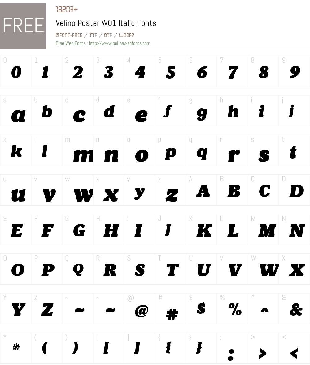 VelinoPosterW01-Italic Font Screenshots