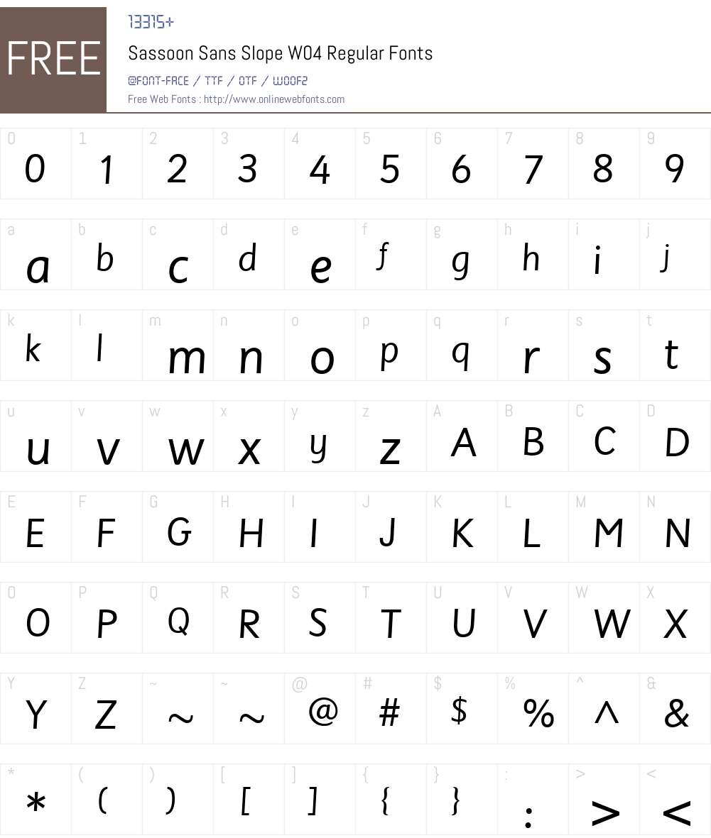 SassoonSansSlopeW04-Regular Font Screenshots
