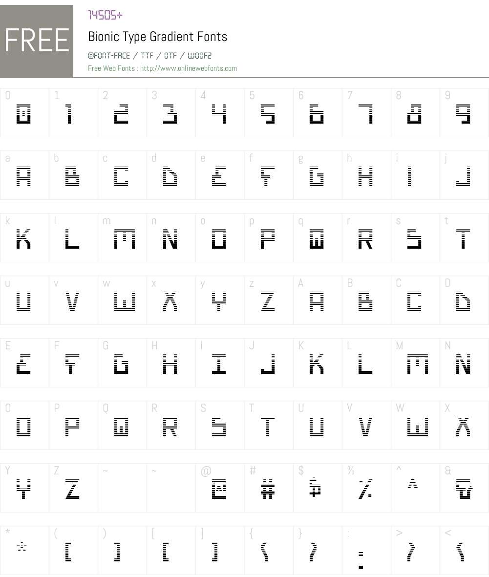 Bionic Type Gradient Font Screenshots