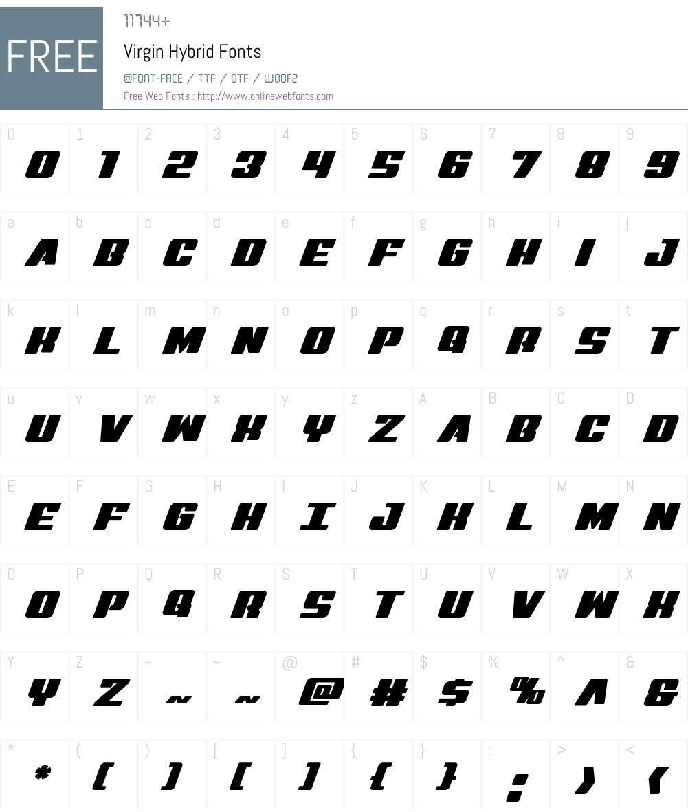 Virgin Hybrid Font Screenshots
