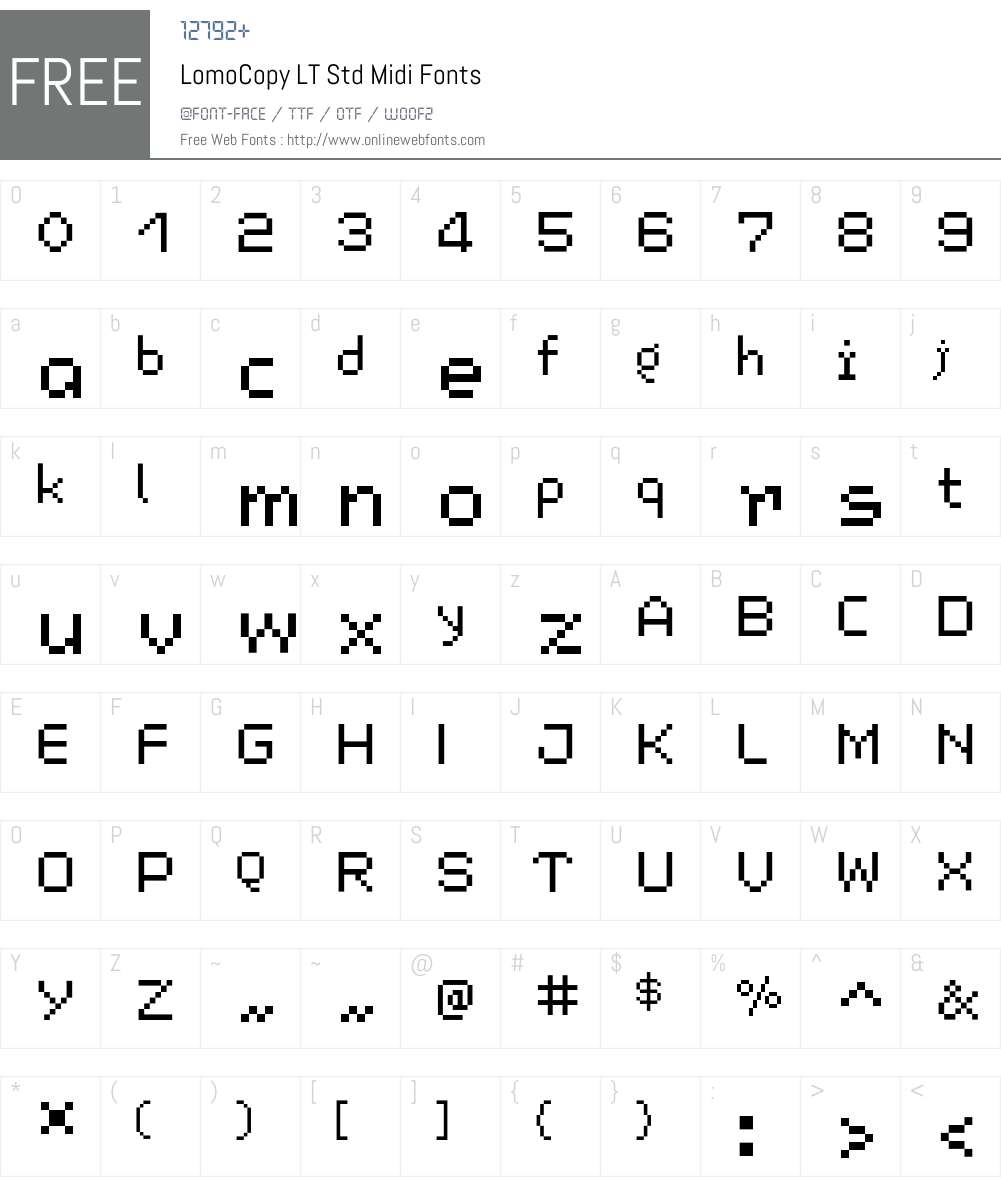 LomoCopy LT Std Midi Font Screenshots
