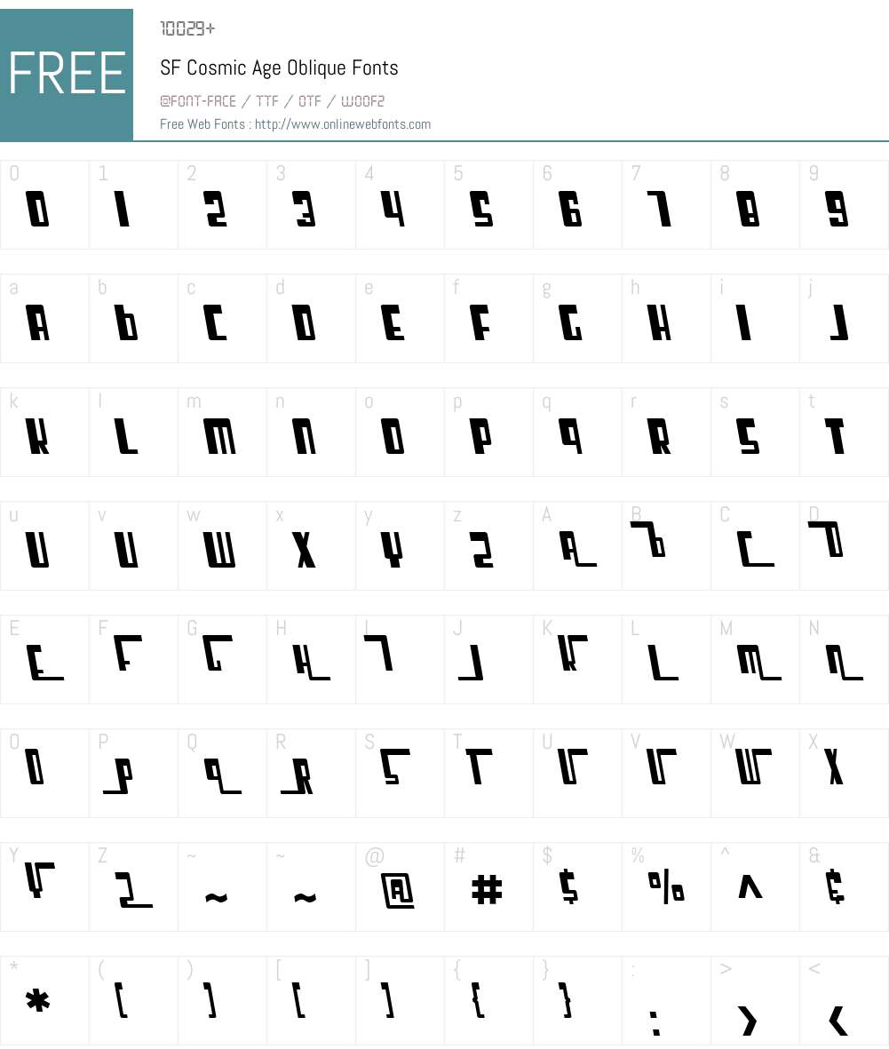 SF Cosmic Age Font Screenshots