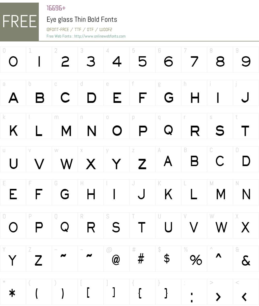 Eye glass Thin Font Screenshots