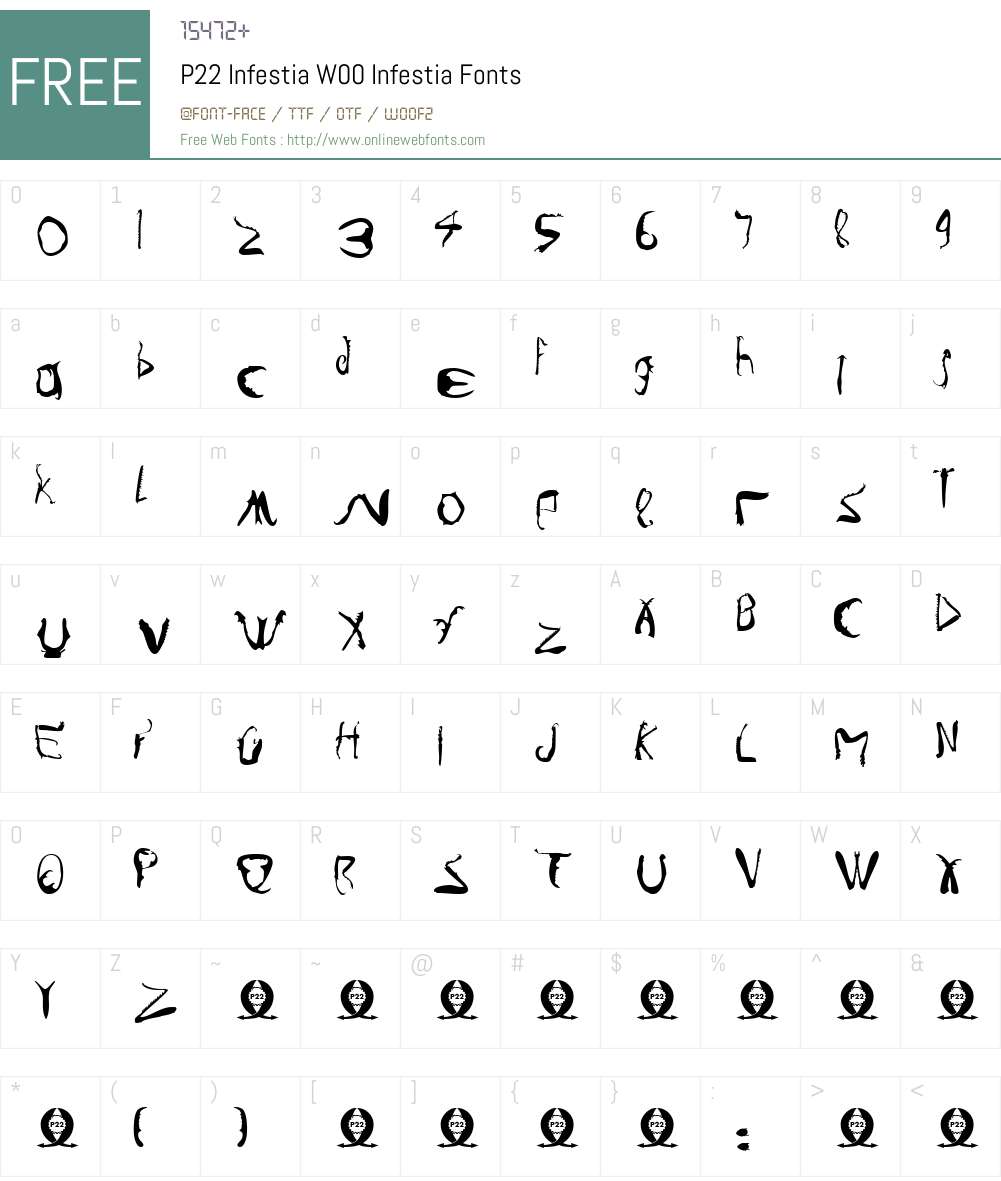 P22InfestiaW00-Infestia Font Screenshots