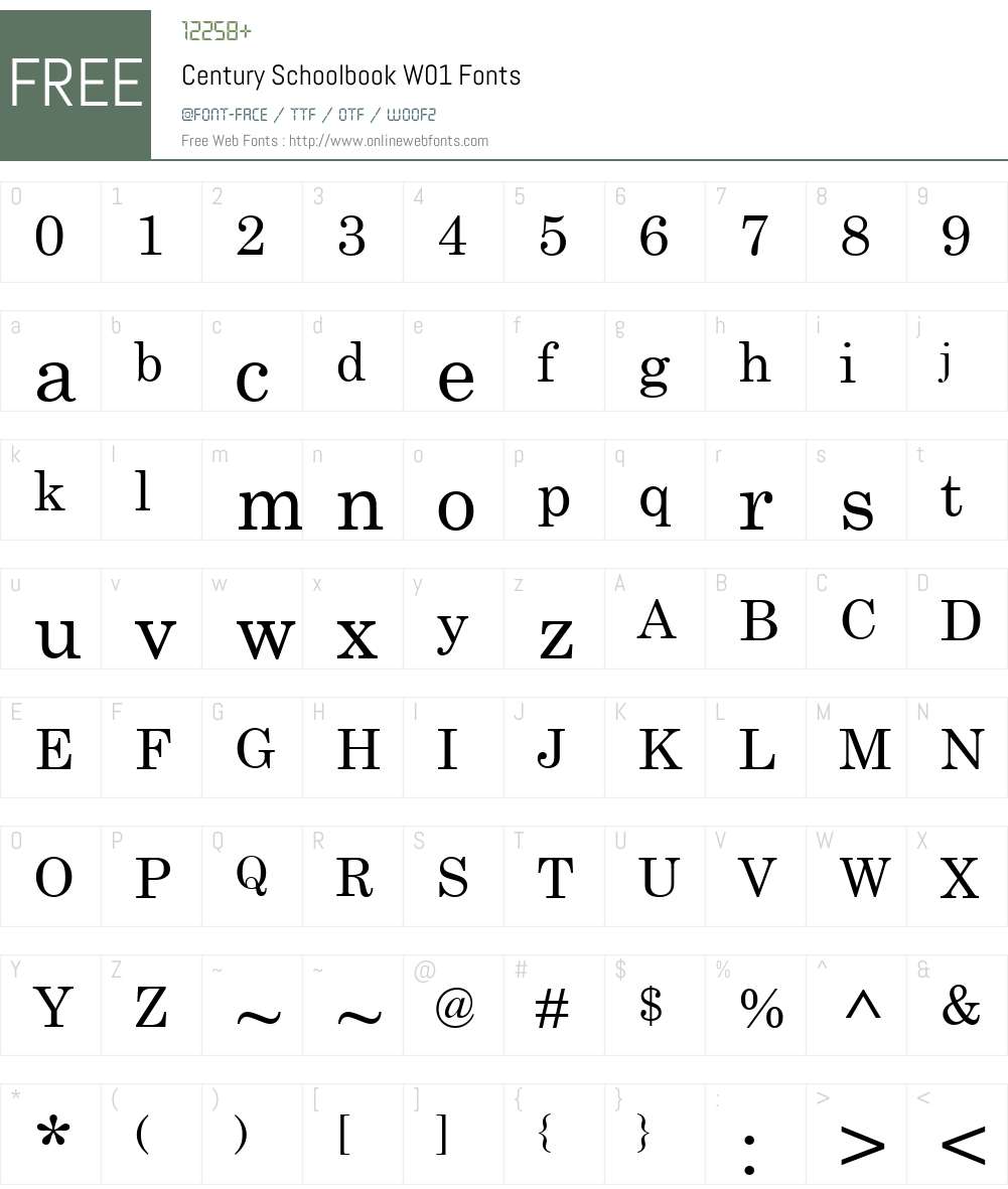 CenturySchoolbookW01 Font Screenshots