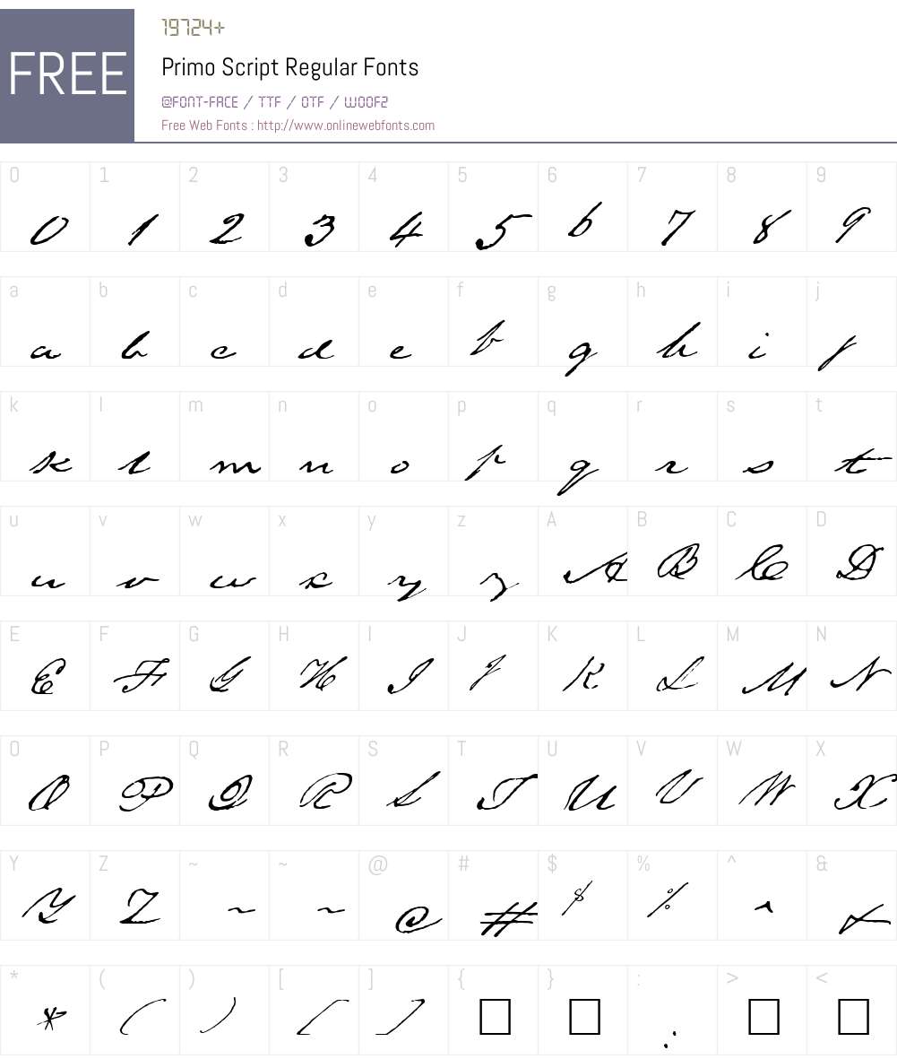 Primo Script Font Screenshots