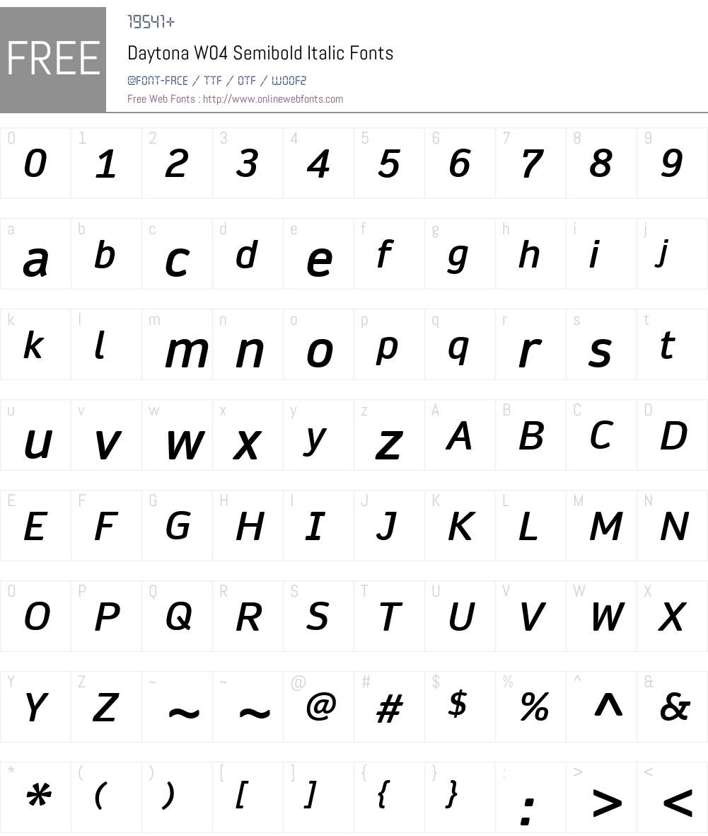 Daytona Font Screenshots
