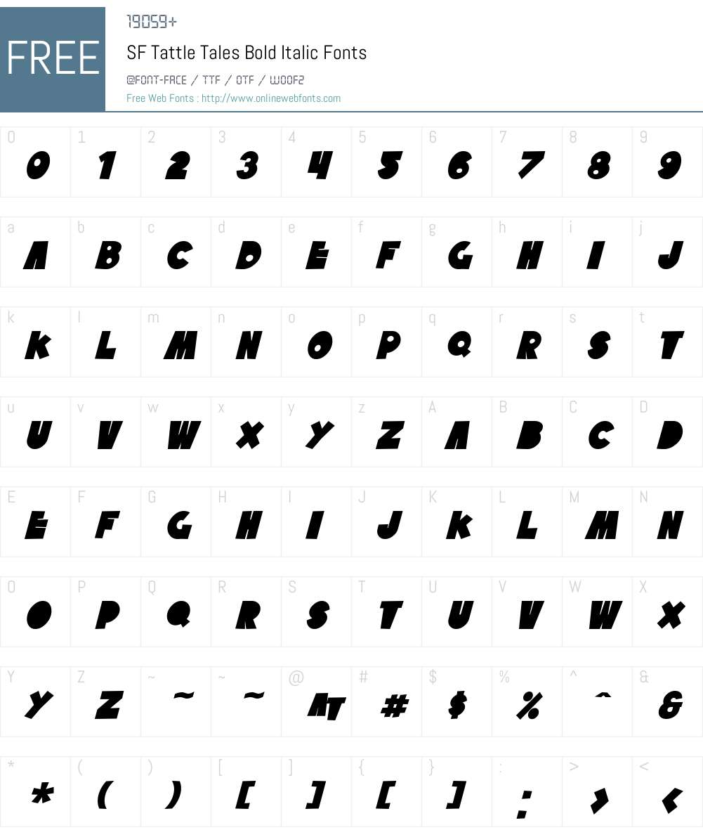 SF Tattle Tales Font Screenshots