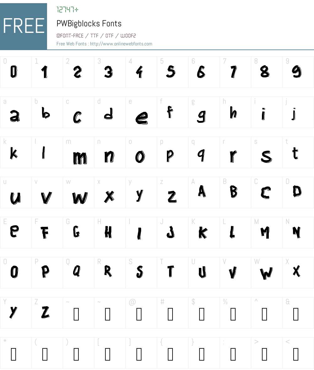 PWBigblocks Font Screenshots