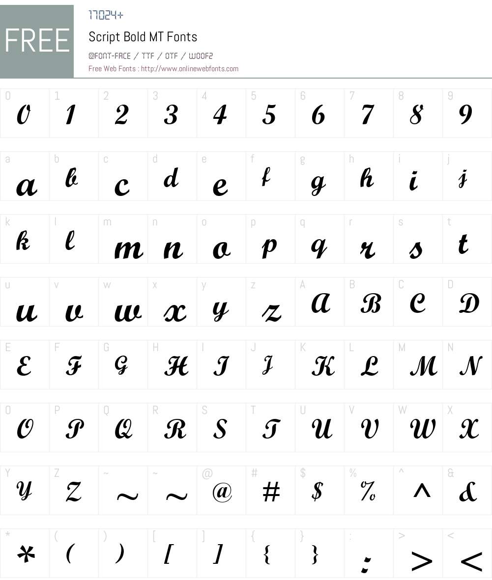 Script Bold MT Font Screenshots