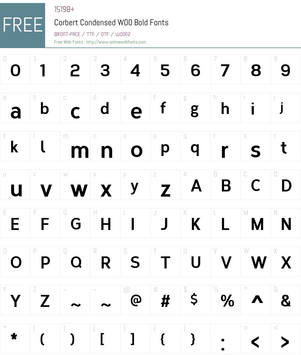 CorbertCondensedW00-Bold Font Screenshots