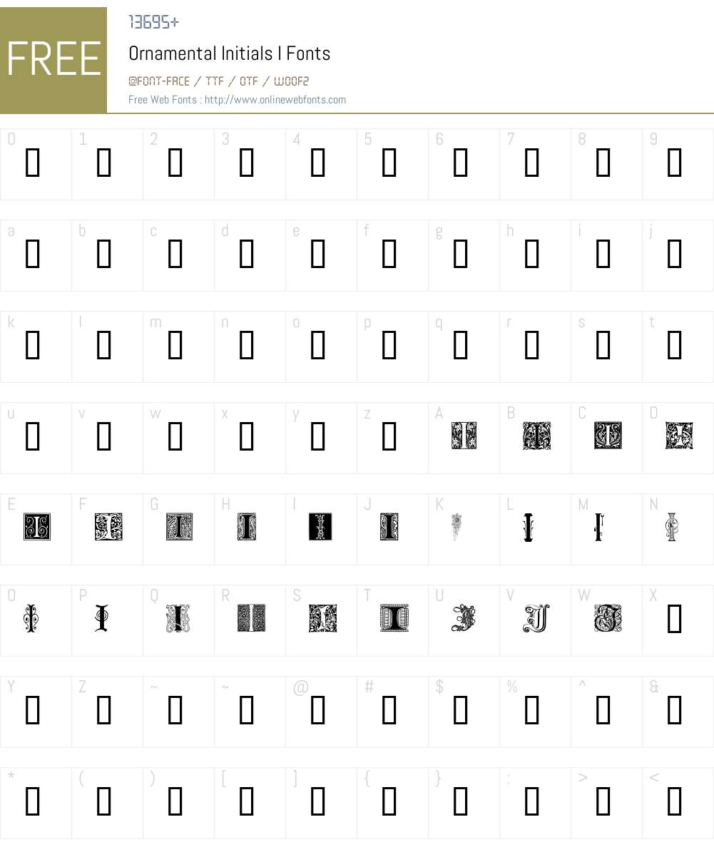 Ornamental Initials I Font Screenshots