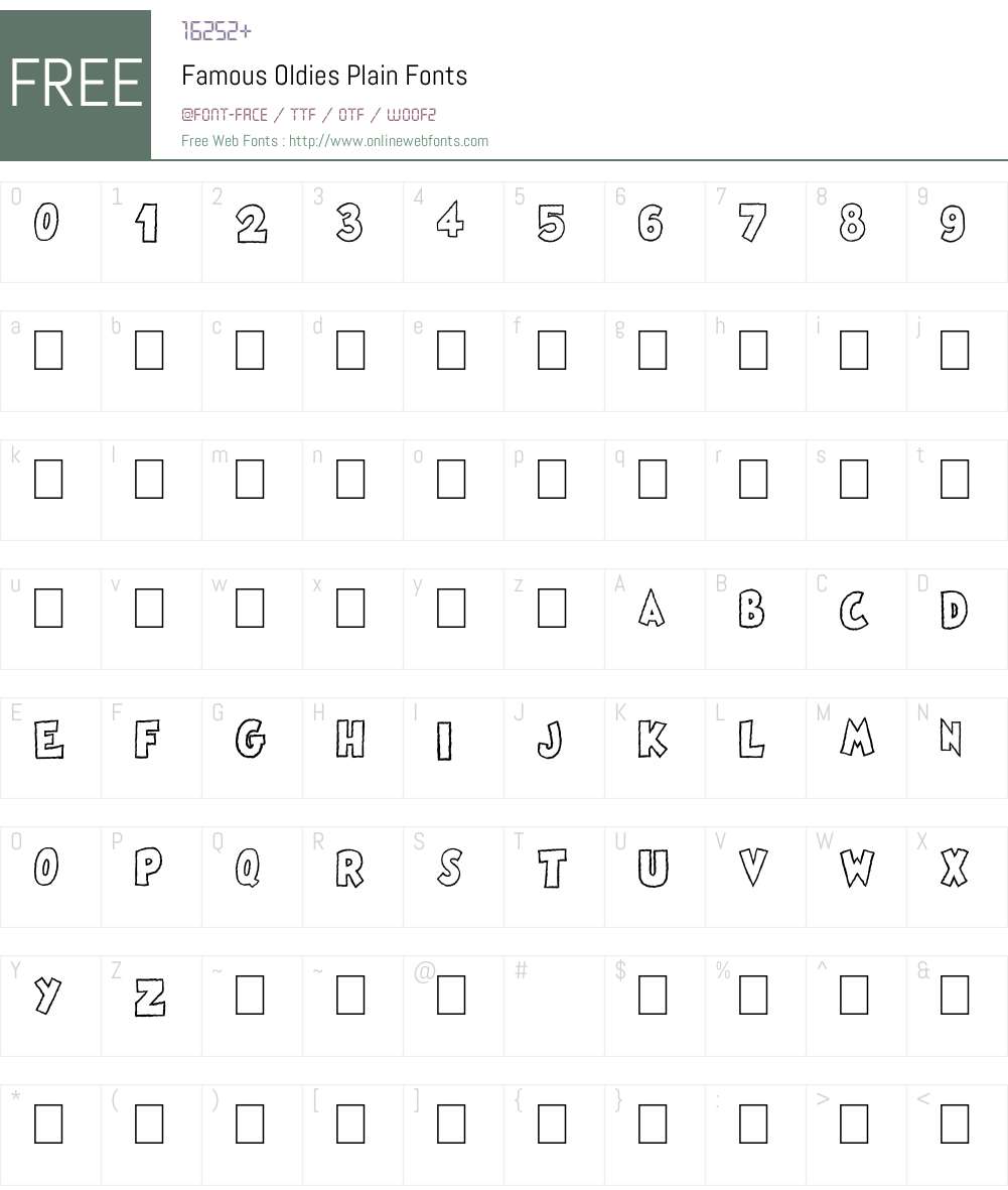 Famous Oldies Plain Font Screenshots