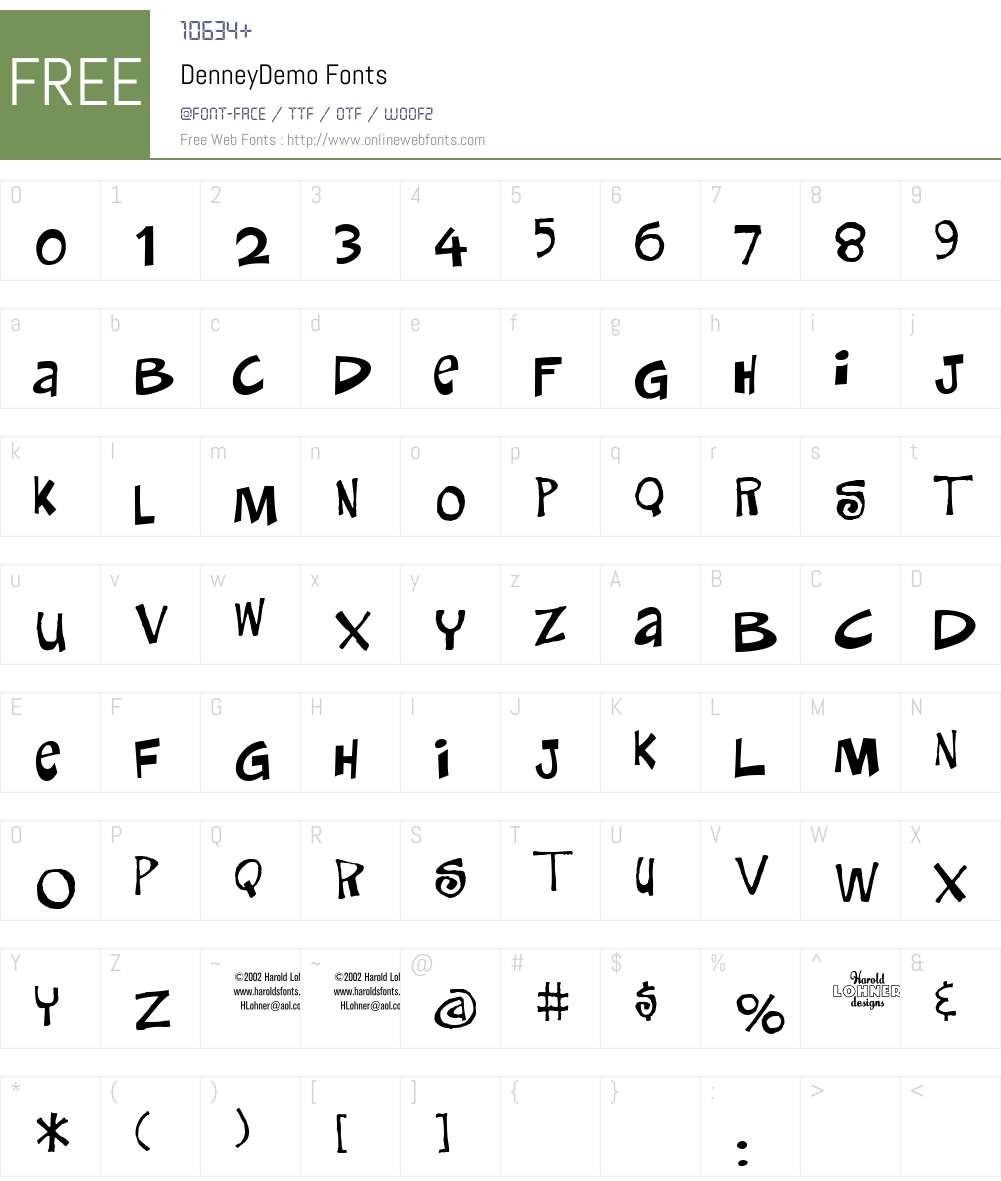 DenneyDemo Font Screenshots
