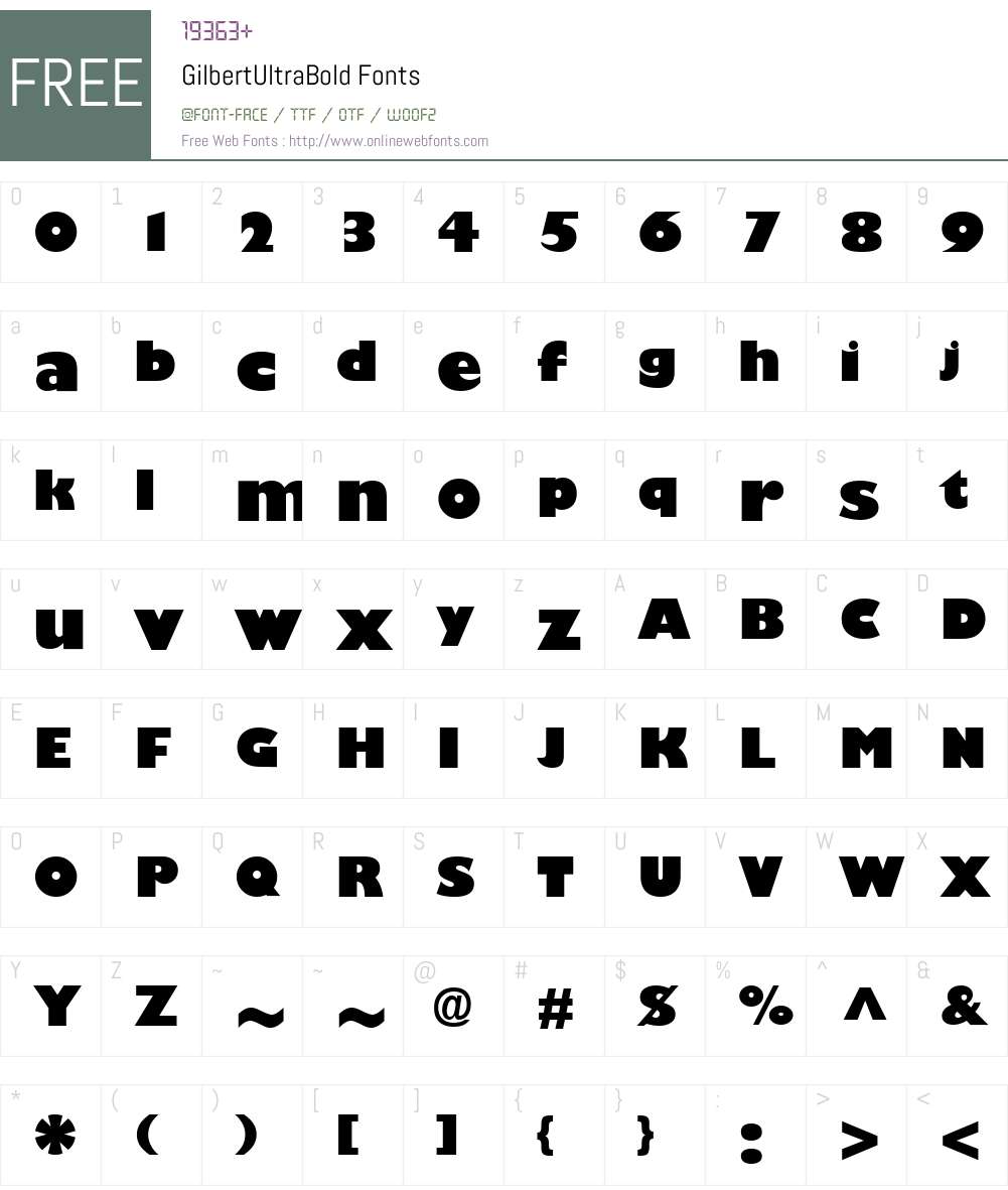 GilbertUltraBold Font Screenshots