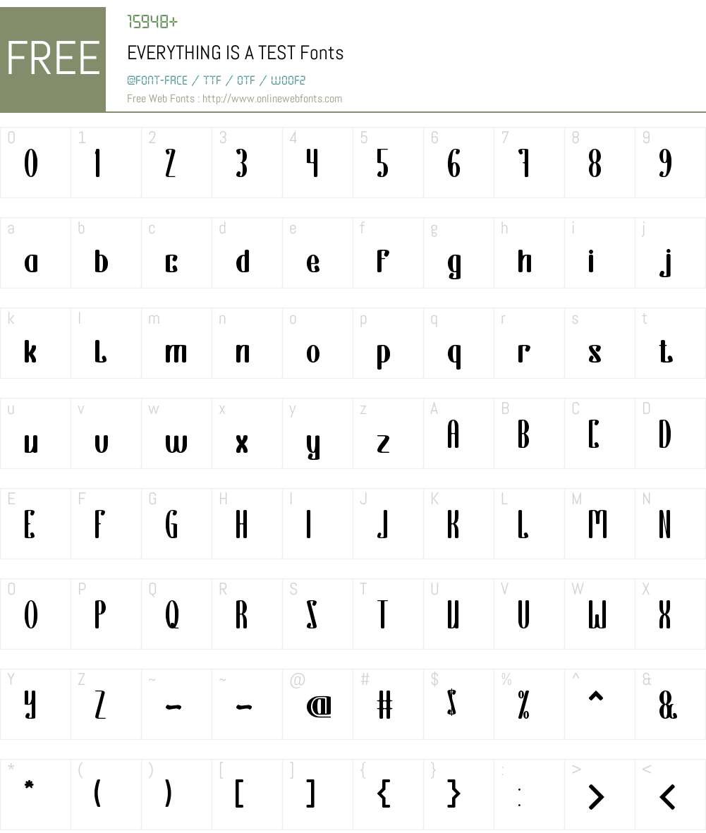 EVERYTHING IS A TEST Font Screenshots