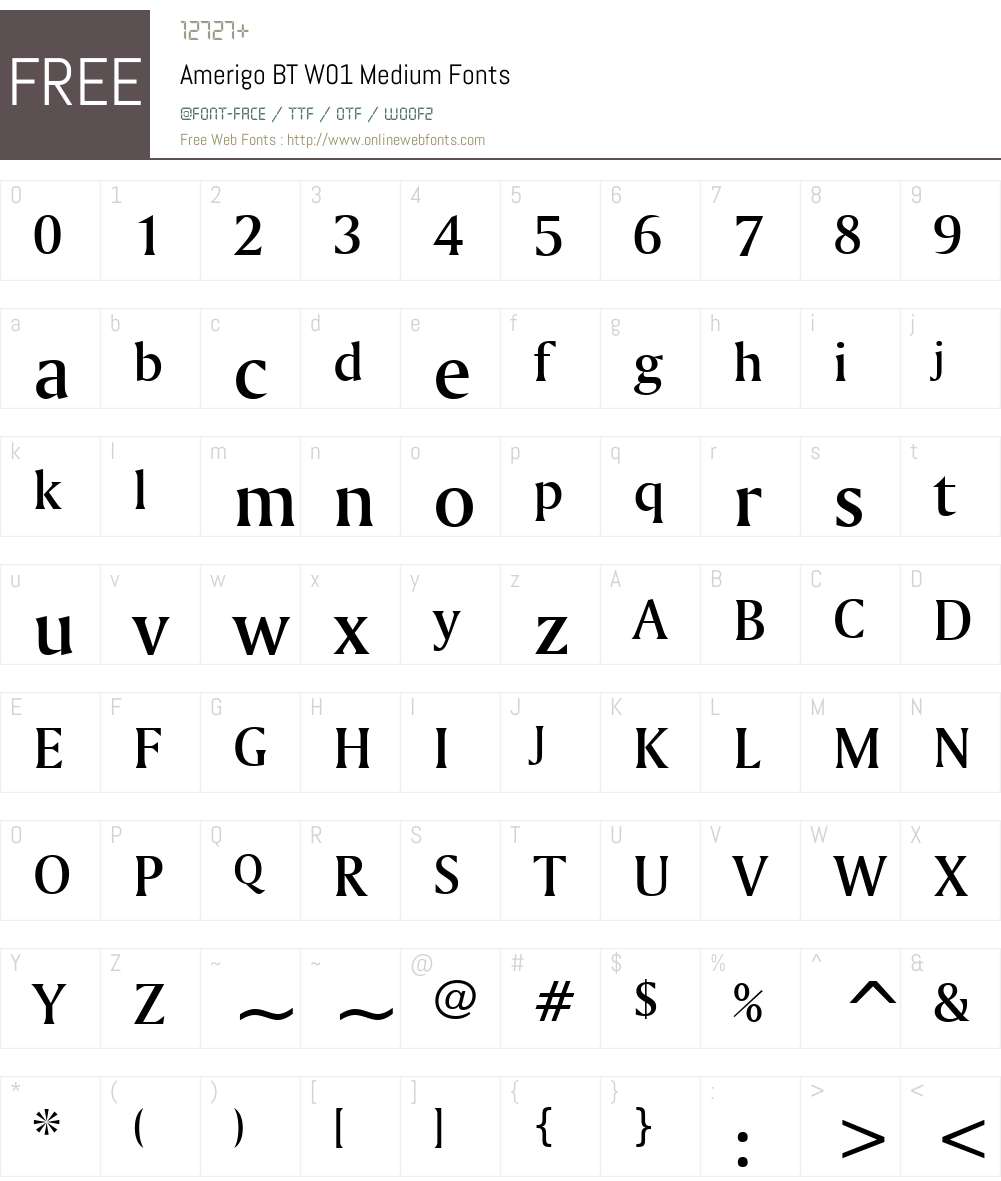AmerigoBTW01-Medium Font Screenshots