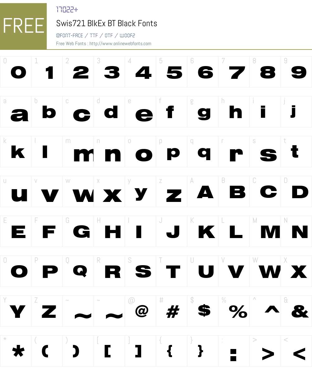 Swis721 BlkEx BT Font Screenshots