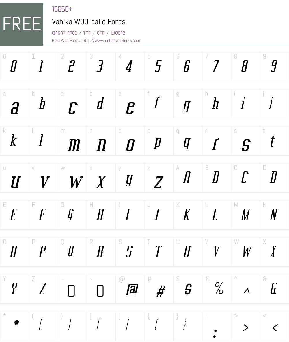 VahikaW00-Italic Font Screenshots
