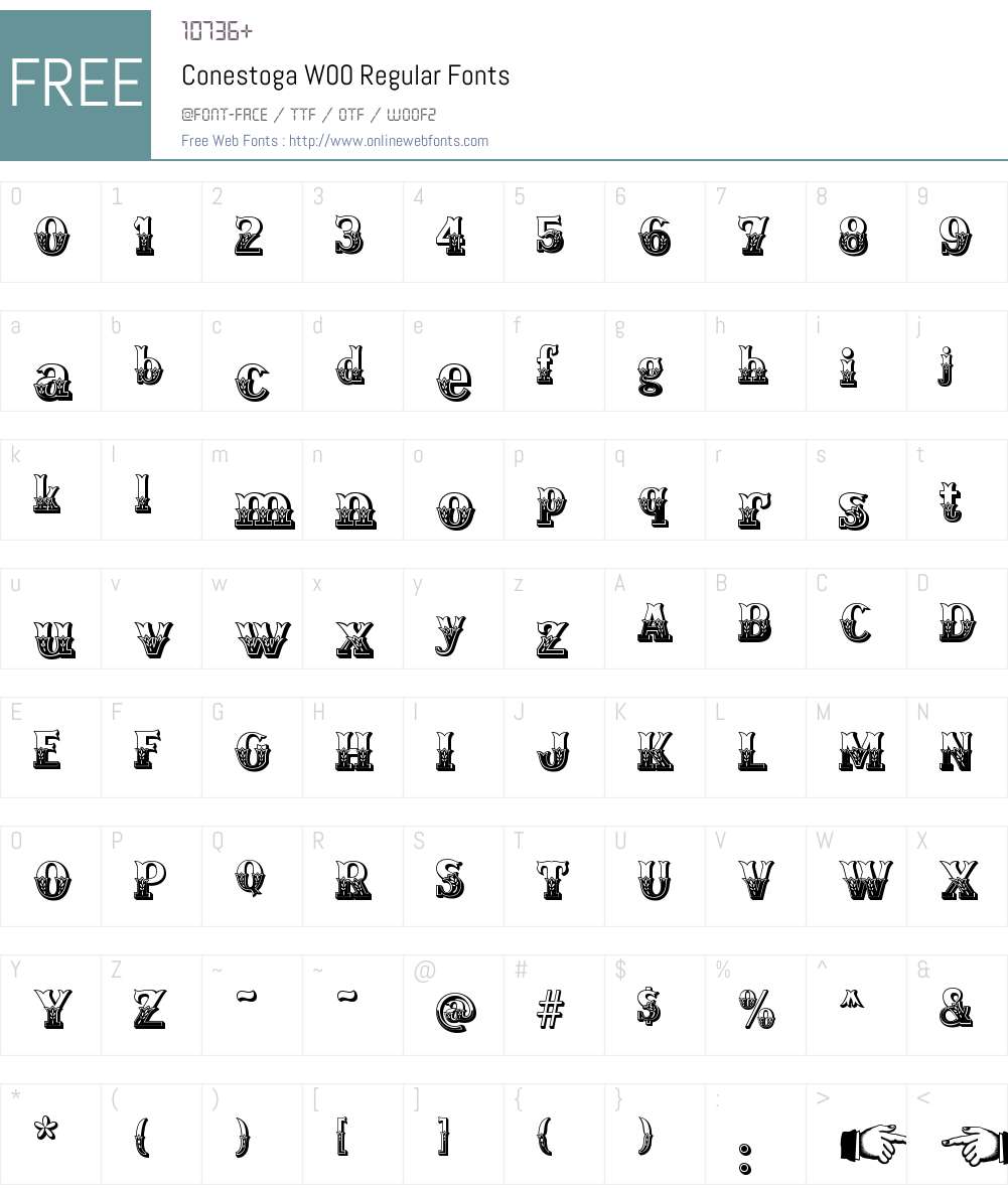 ConestogaW00-Regular Font Screenshots