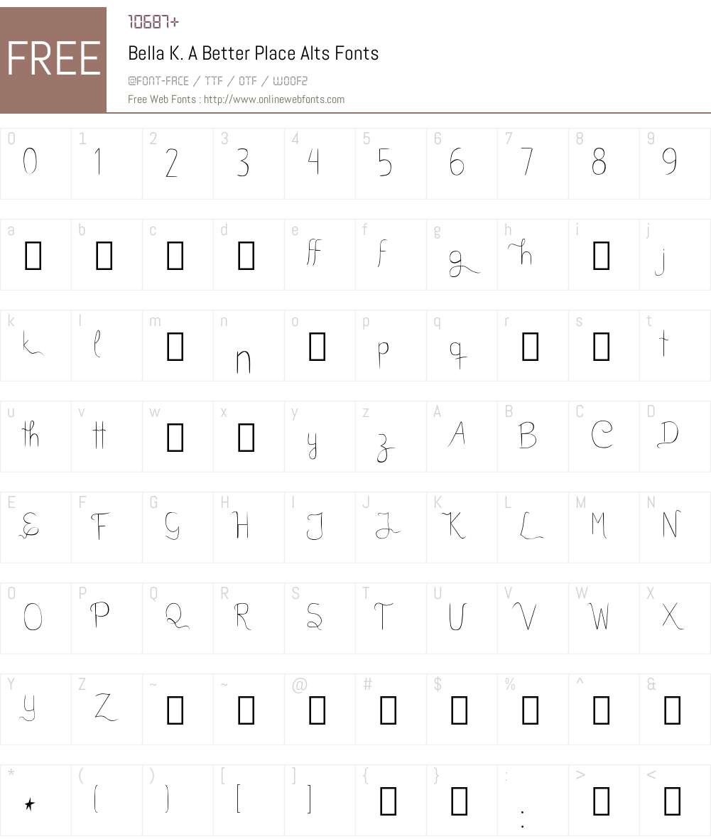 Bella K. A Better Place Alts Font Screenshots
