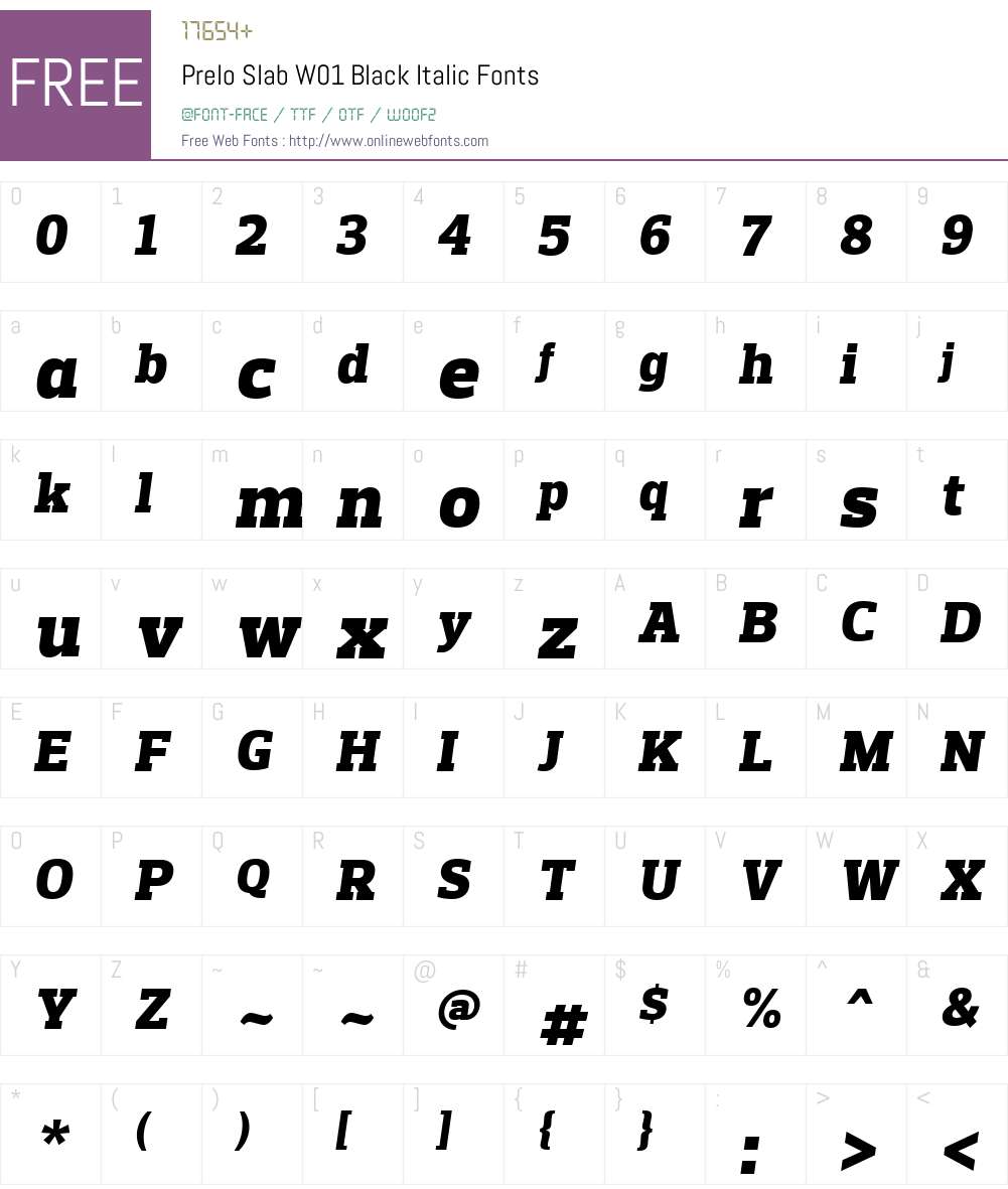 PreloSlabW01-BlackItalic Font Screenshots