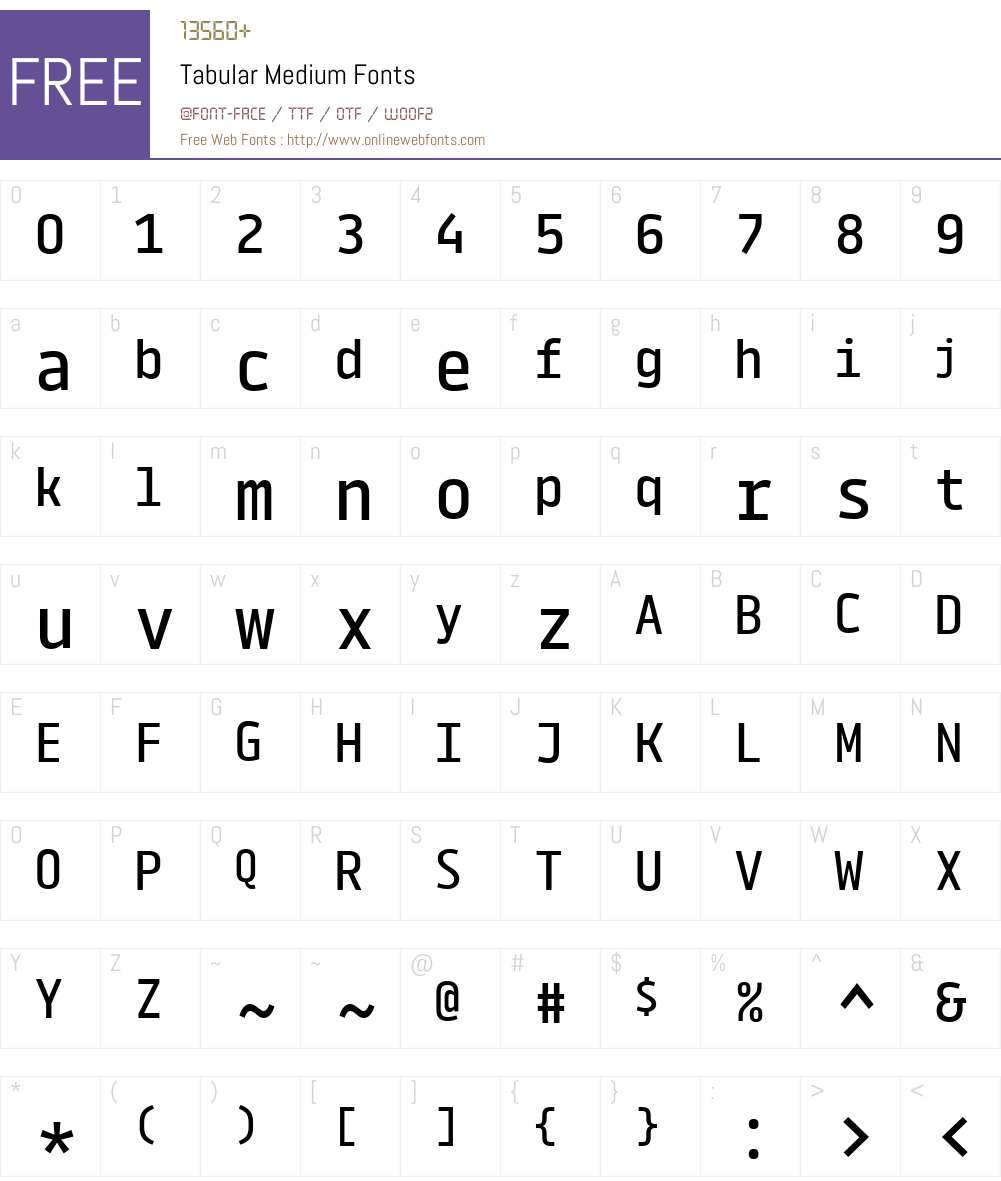 Tabular-Medium Font Screenshots