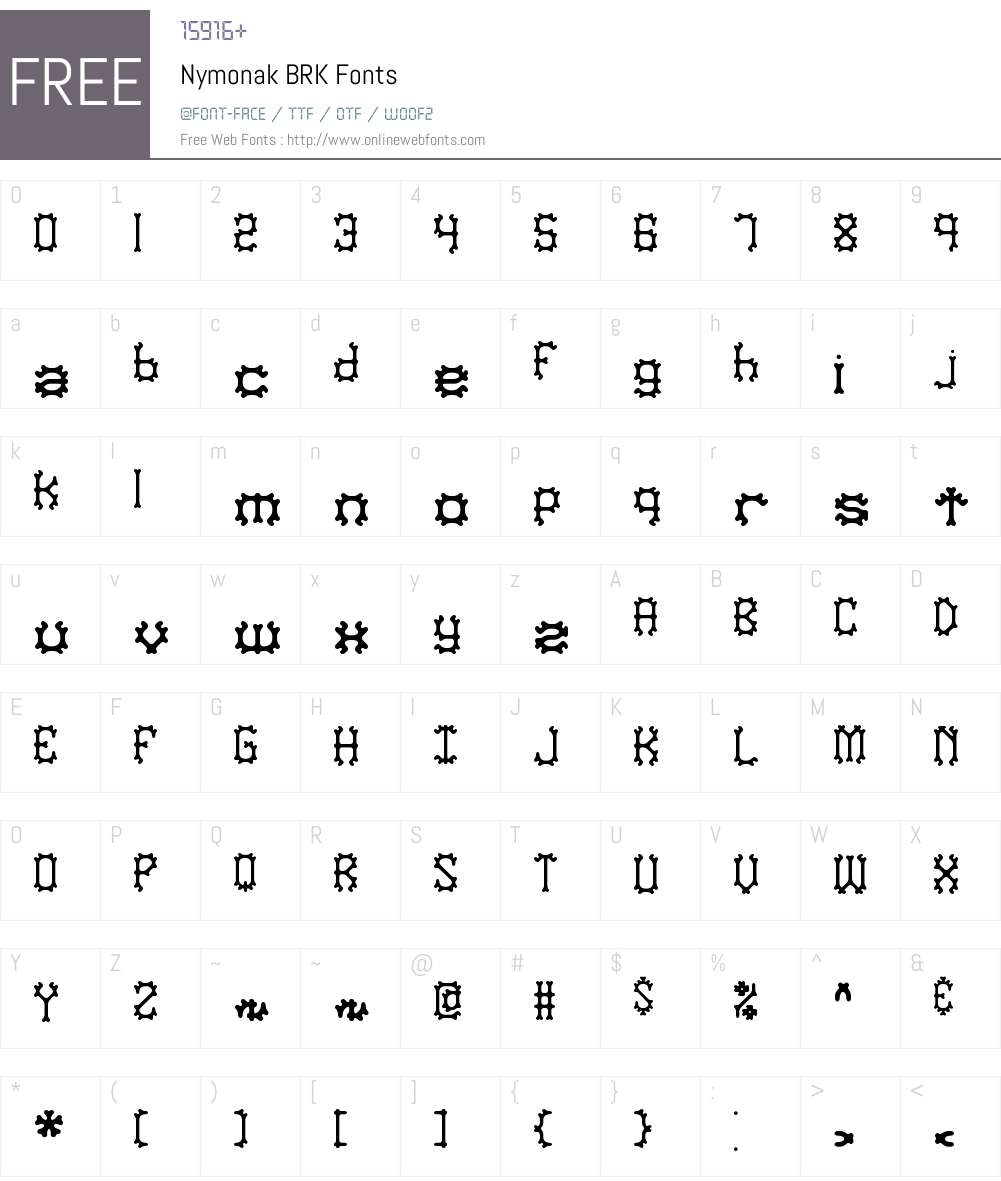 Nymonak BRK Font Screenshots
