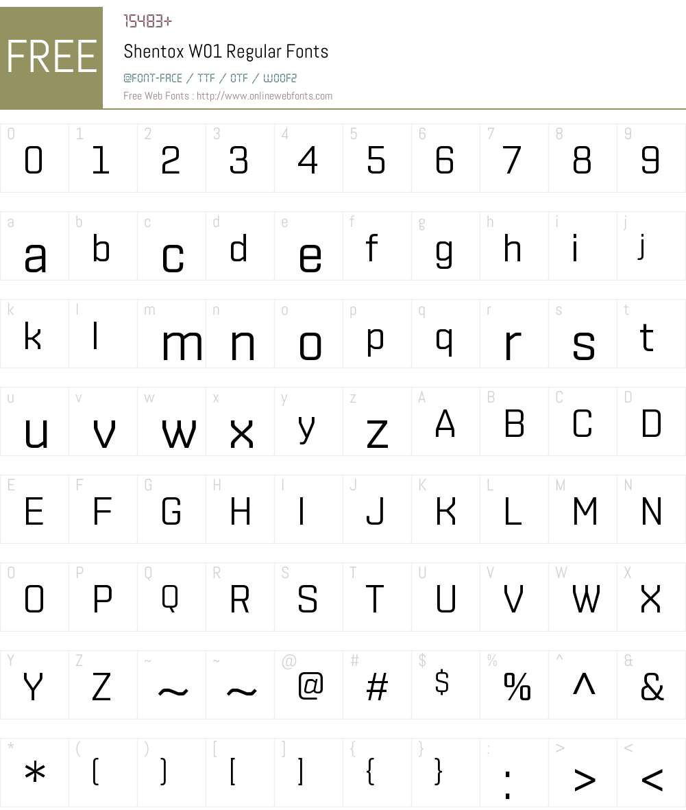 ShentoxW01-Regular Font Screenshots
