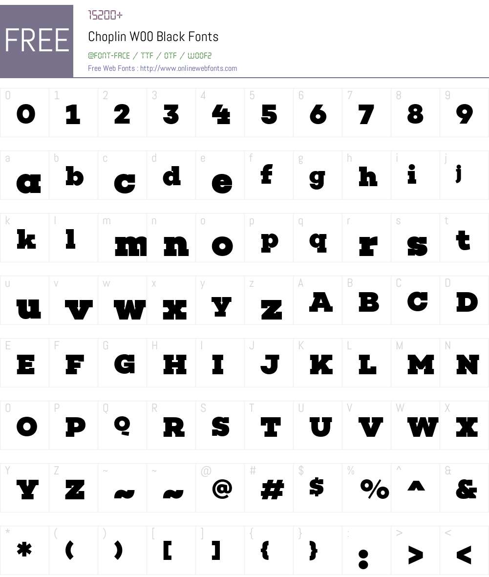 ChoplinW00-Black Font Screenshots