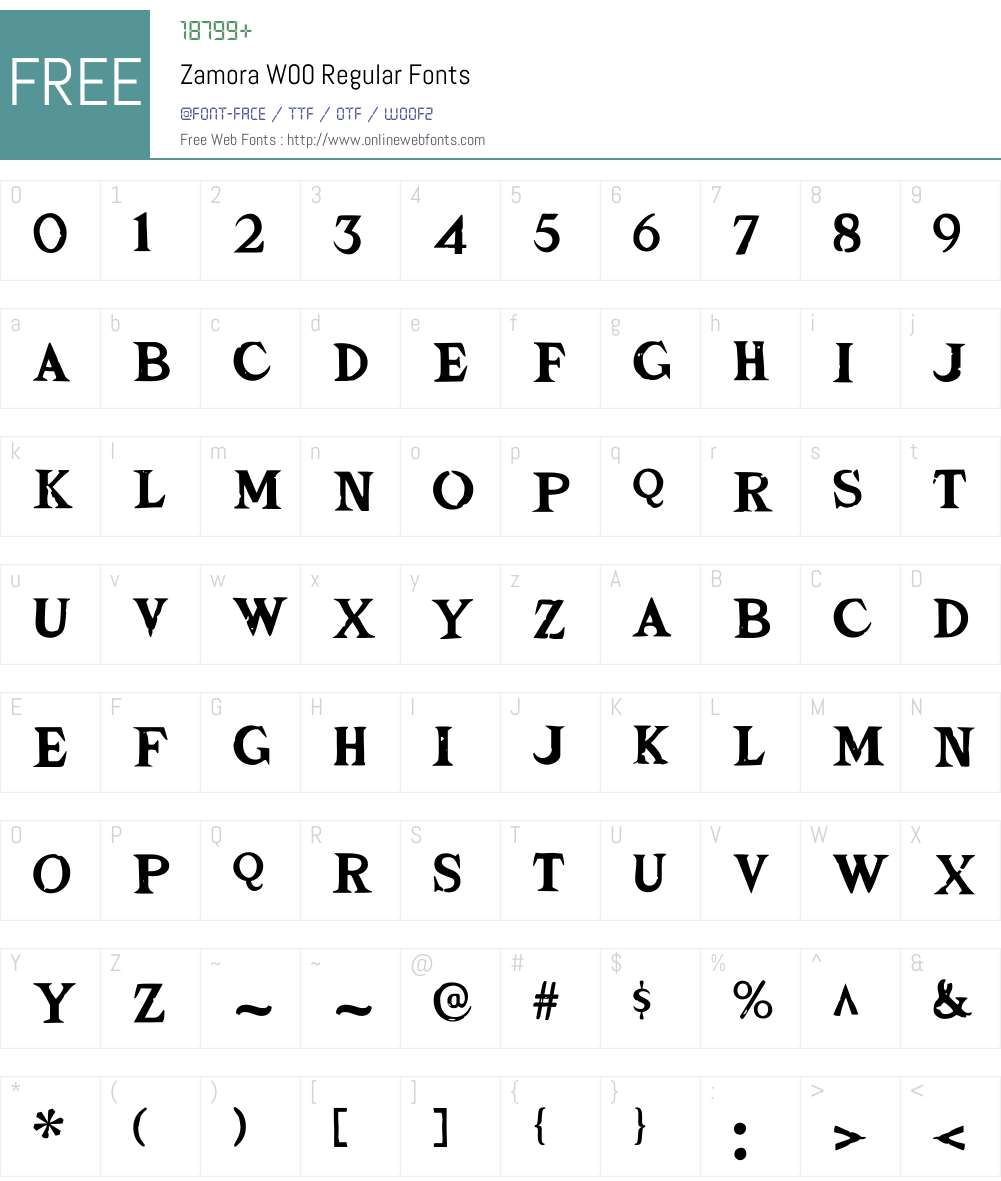 ZamoraW00-Regular Font Screenshots