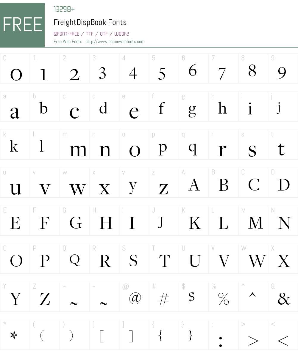 FreightDispBook Font Screenshots
