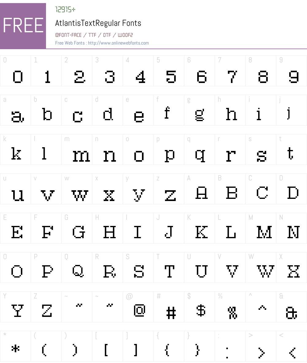 AtlantisTextRegular Font Screenshots