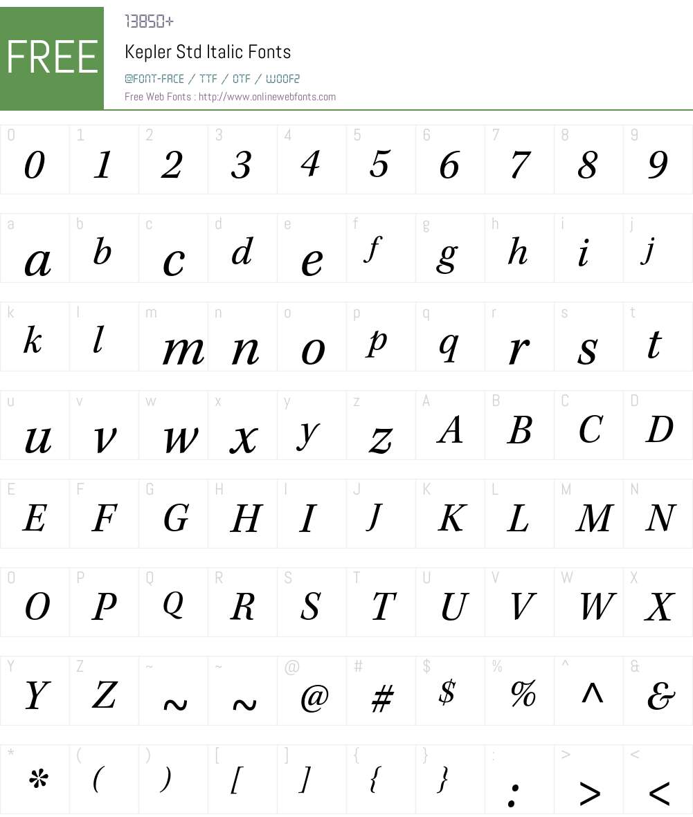 Kepler Std Font Screenshots