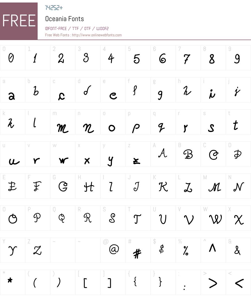 Oceania Font Screenshots