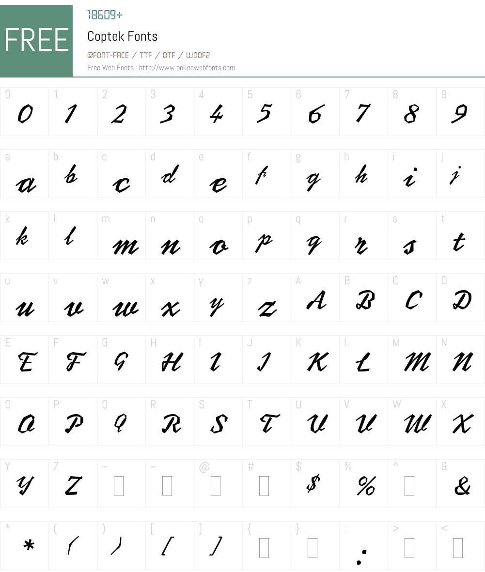 Coptek Font Screenshots