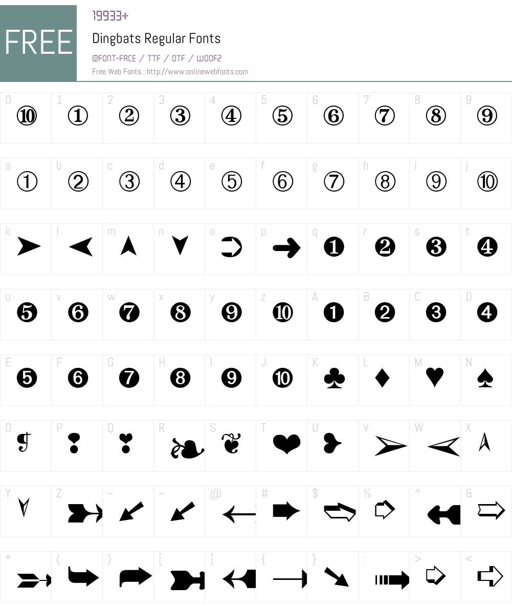 Dingbats Font Screenshots